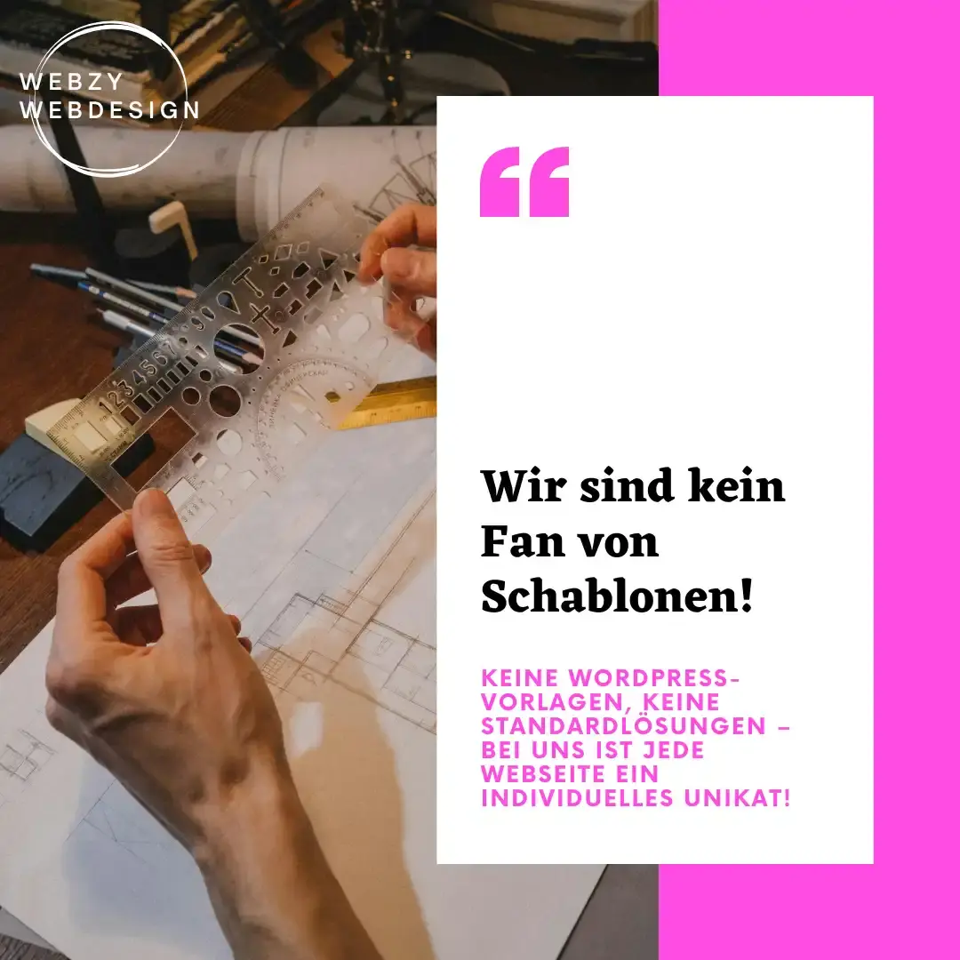 /Designwerkzeuge Architekturpläne und Text über einzigartiges Webdesign von Webzy.